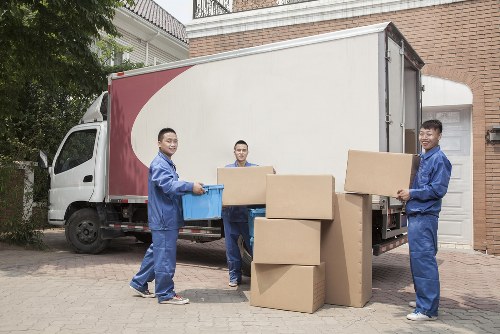 Removal team handling boxes during a professional move