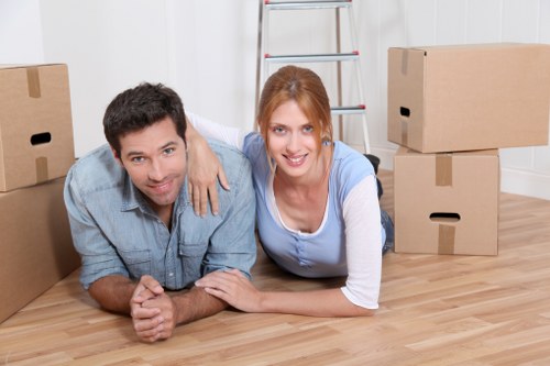 Staff checking a cleared area after completing a move