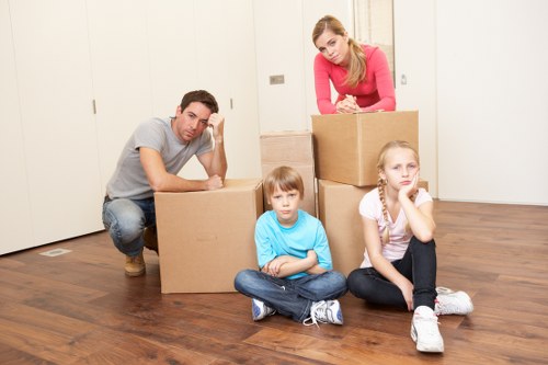 Packed household items ready for transport in a removals vehicle